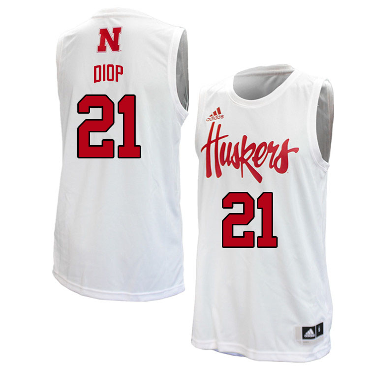 Men #21 Matar Diop Nebraska Cornhuskers College Basketball Jerseys Stitched Sale-White